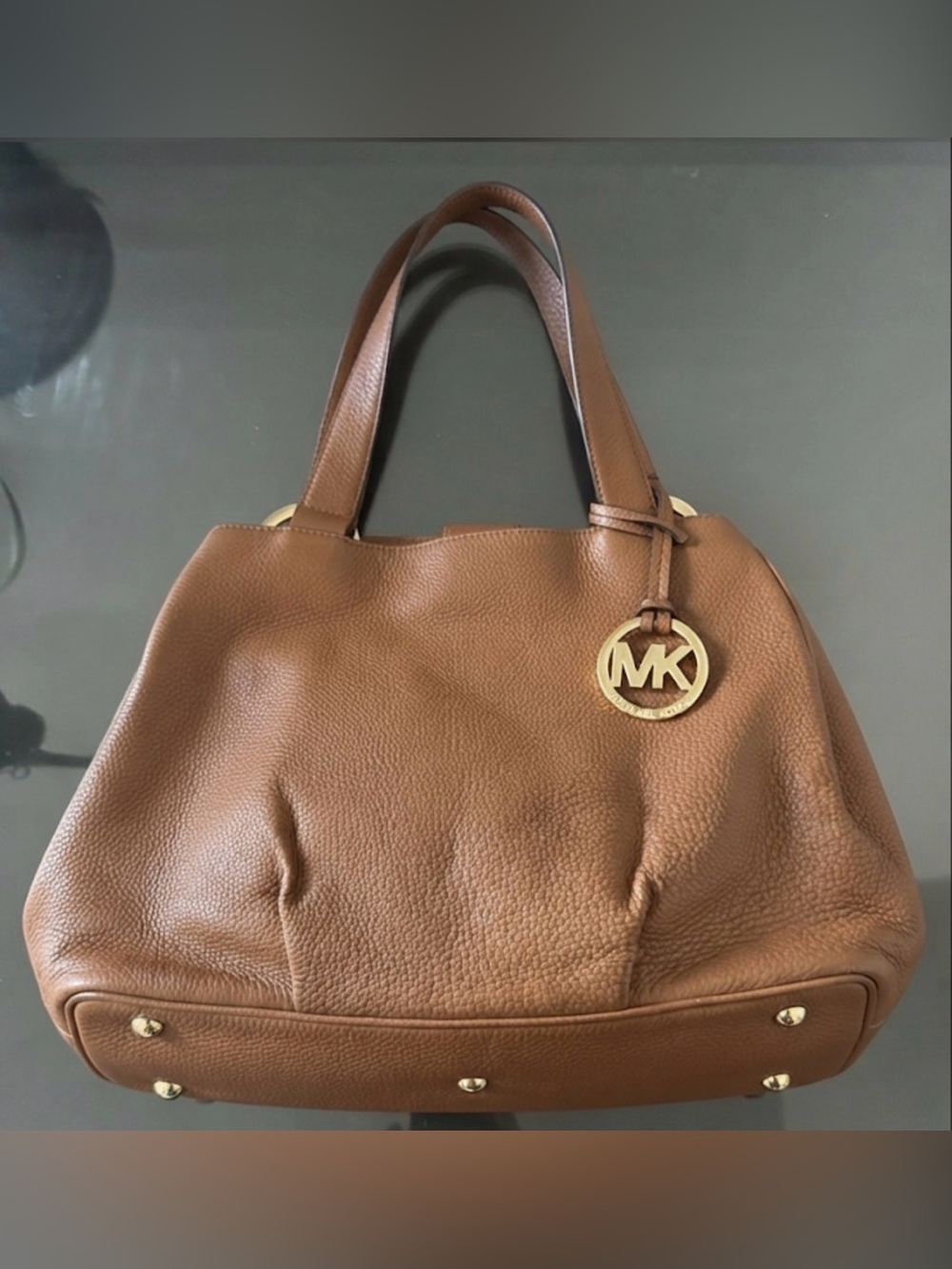 Michael Kors Tan Leather Shoulder Bag with Gold Accents